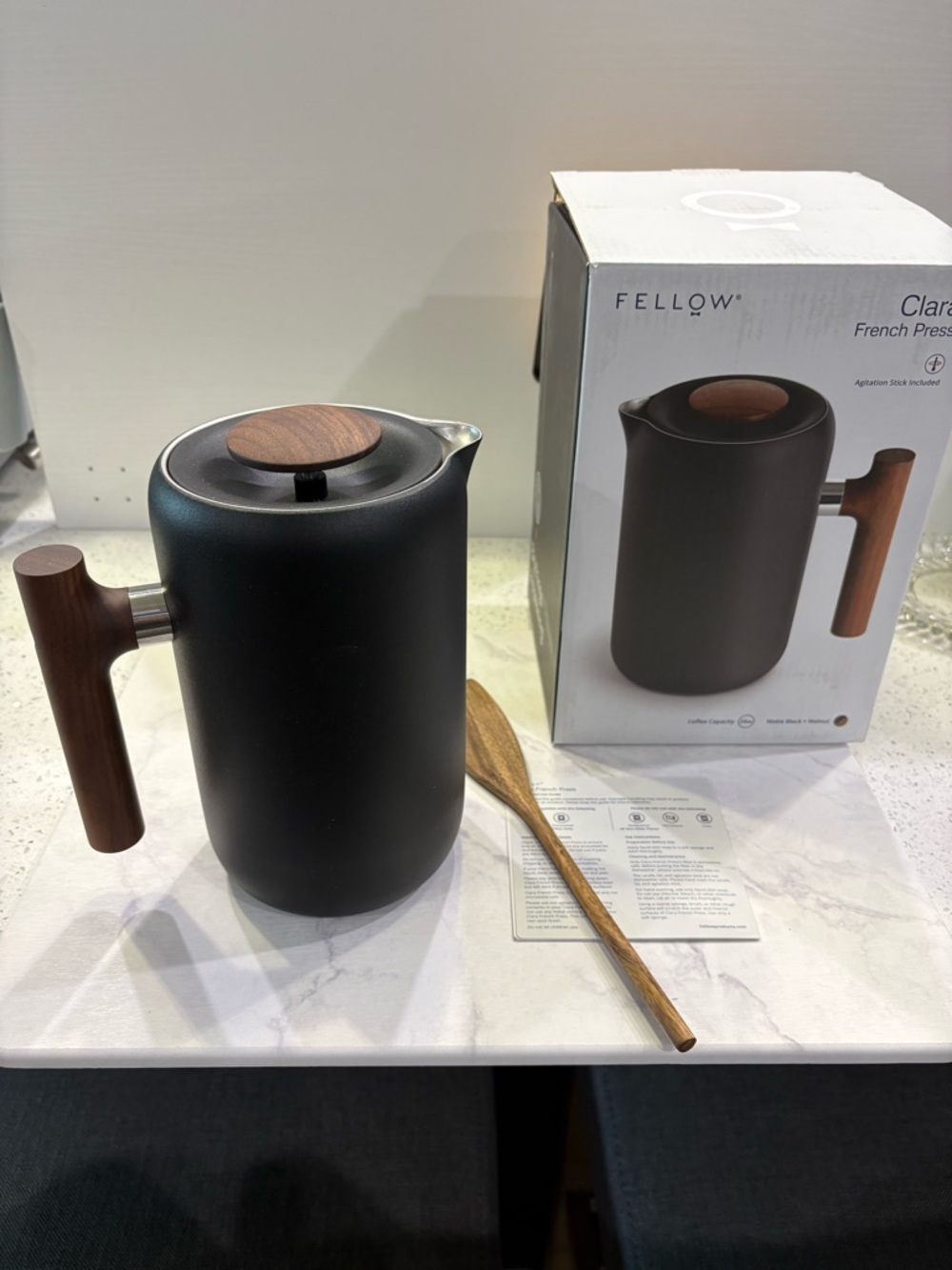 Clara French Press - Black with Wood Accents